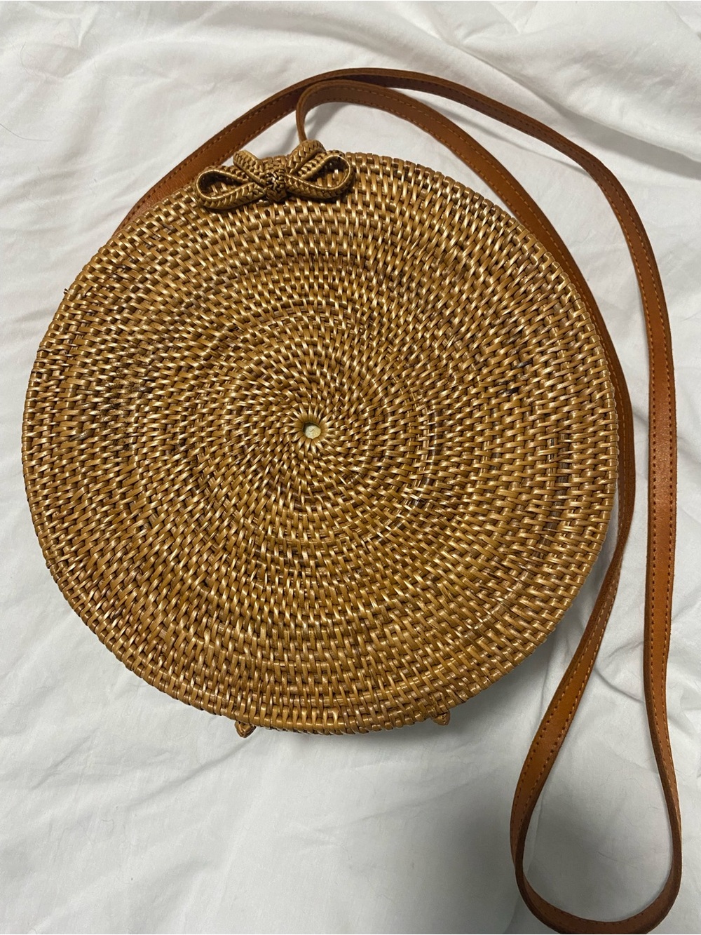 Woven Rattan  Round Crossbody Bag
